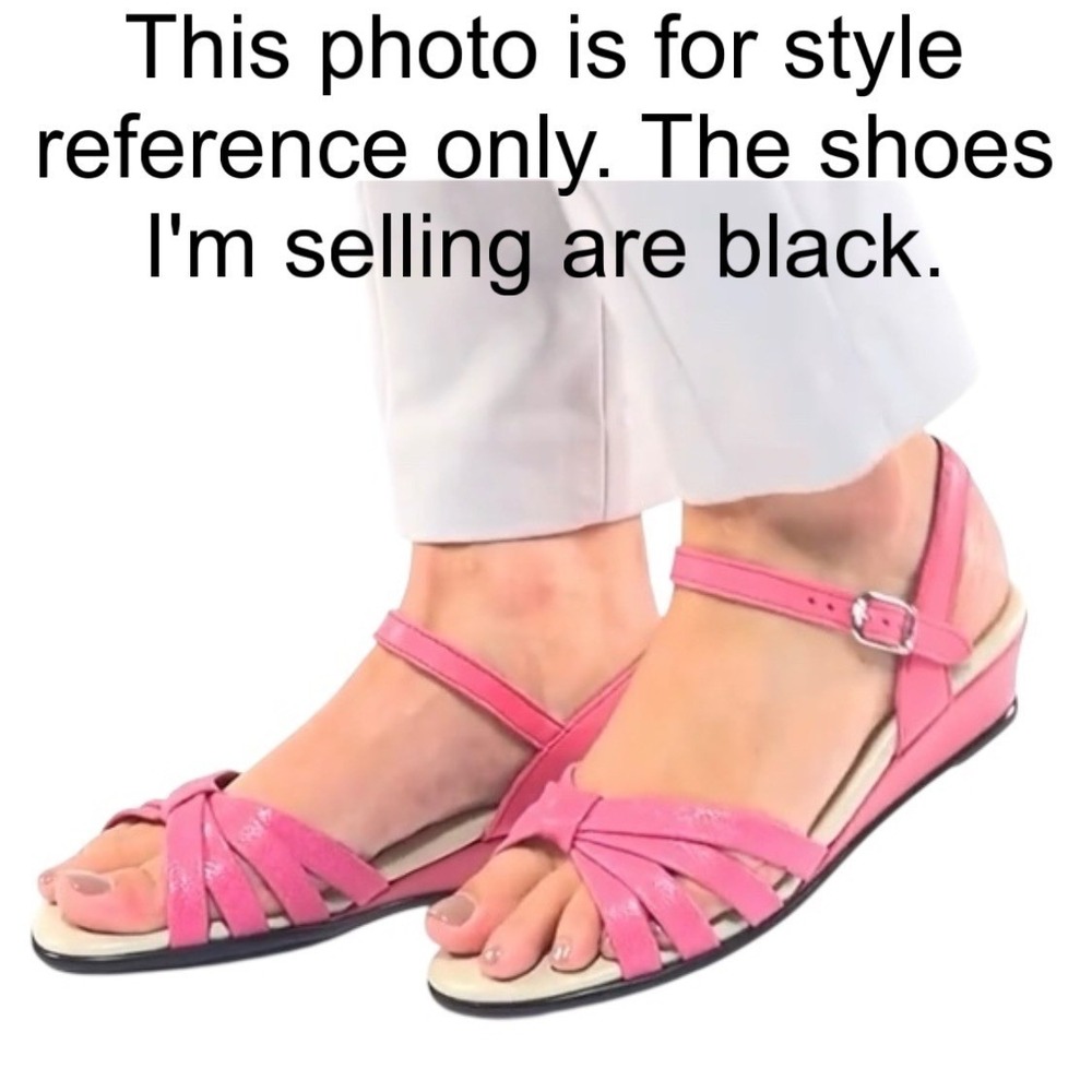 SAS Strippy Quarter Strap Wedge Sandal Black Patent Size 8.5 Narrow - Picture 13 of 16